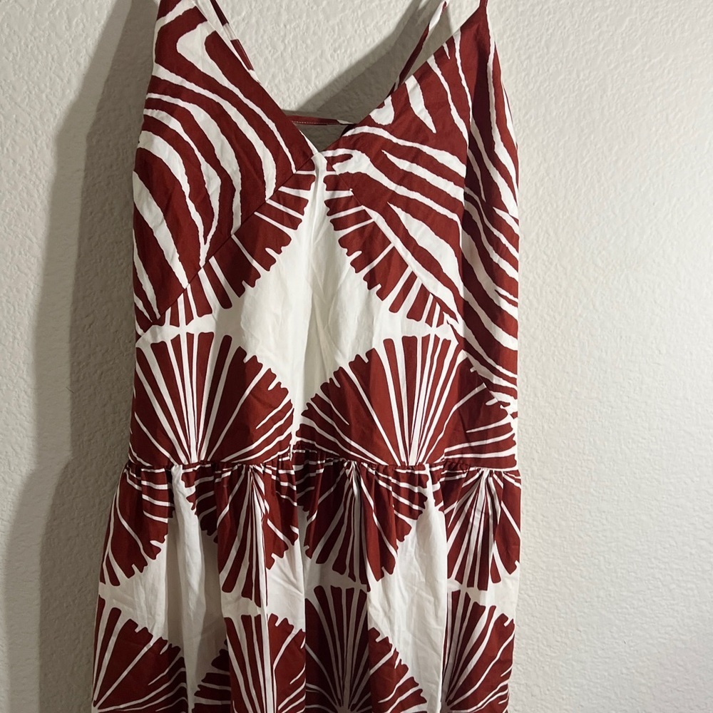 Banana Republic Cotton Poplin Tiered Midi Sz XL Dress Brown Zebra Print summer - Picture 5 of 13